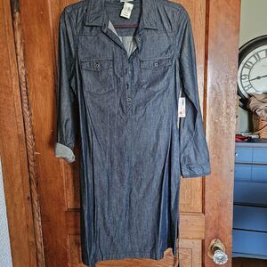 Old Navy Women's M Denim Jean Shirt Dress - Pull Over Boho On Trend‎ 100% Cotton